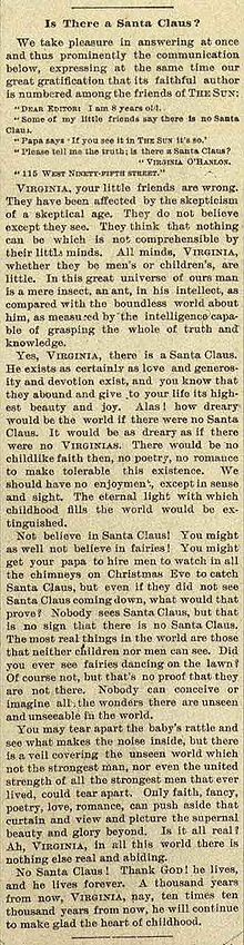 Sì Virginia, Babbo Natale esiste