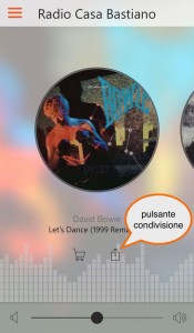 Pulsante condividi quello che stai ascoltando su RCB