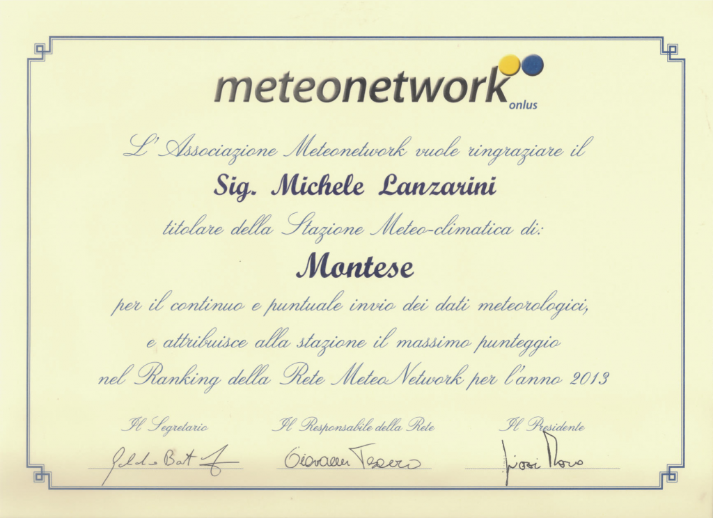 attestato meteonetwork 2013