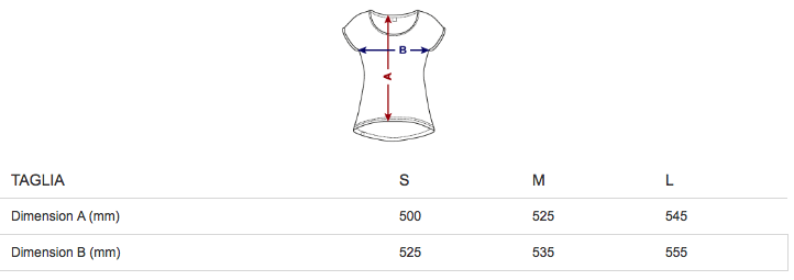 taglie maglietta RCB donna con risvolti